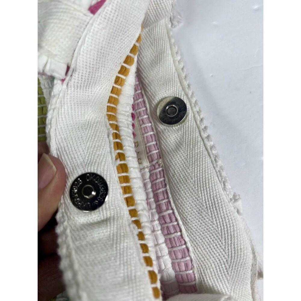 Shiraleah Chicago Recycled Cotton Rag Tote Bag Multi-Color Striped Boho Fringe - Picture 10 of 14